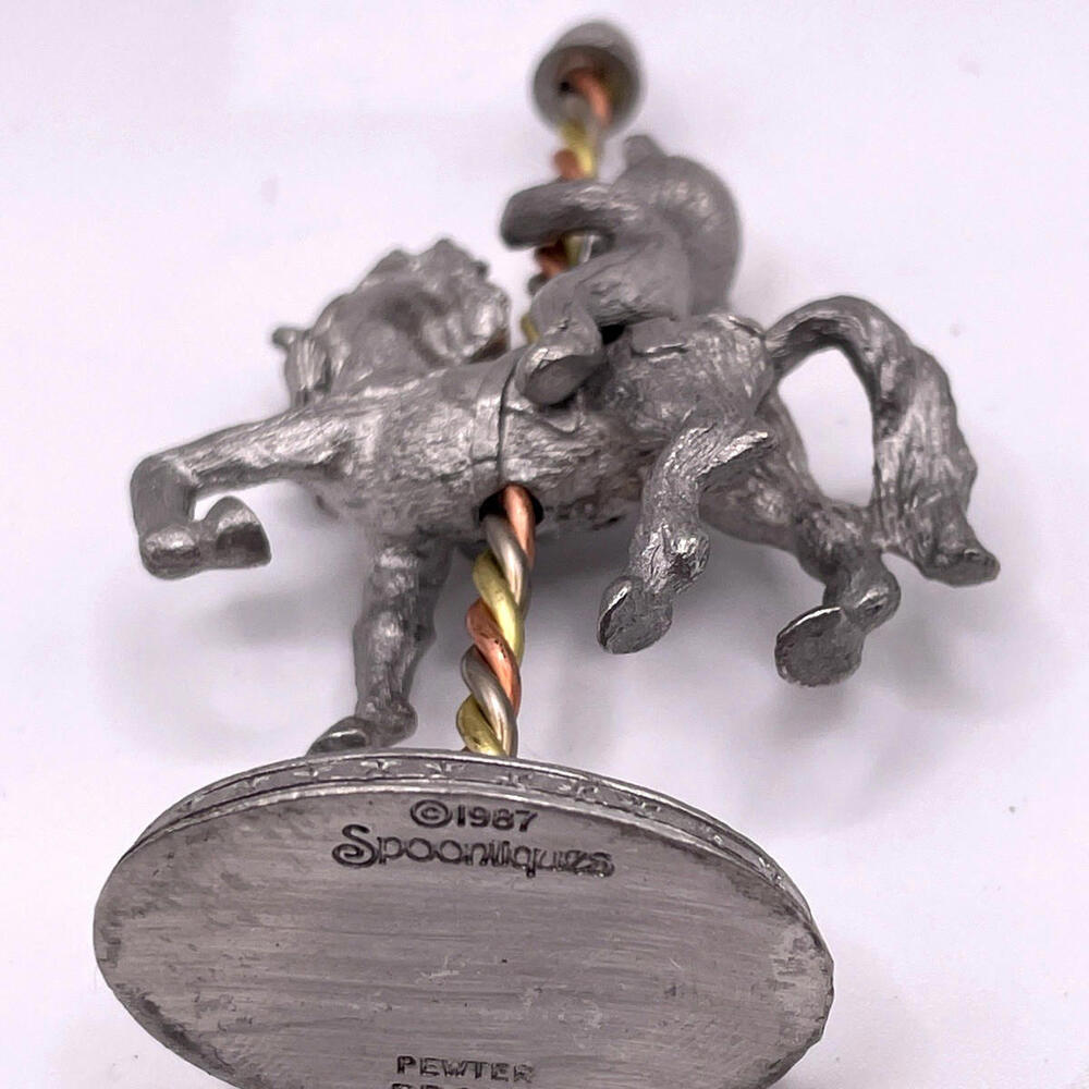 Spoontiques Teddy Bear On Carousel Horse Pewter Figurine PP690 Vintage‎ 1987 - Picture 7 of 7